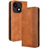 RonRun Cover ZTE Blade A35e, Custodia a Libro con Supporto Stand e Slot Porta Carte Case a Portafoglio Magnetica in Pelle PU Adatto per ZTE Blade A35e, Marrone