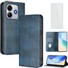 OUEAYIEN Cover per Xiaomi Redmi Note 14 4G Custodia a Libro con Vetro Temperato Blu