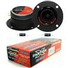 GK SOUND KIT SET PER PYRAMID TW18BK 2 SUPER TWEETER neri e rossi 150 watt rms 300 watt max da 9,80 cm di diametro con ridotta profondità solo 3,90 cm sensibilità 98 db spl, a coppia + condensatori omaggio