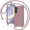 Keteen Cover per Samsung Galaxy S24 Plus con Collana Custodia con Cordino TPU Corda Silicone Case Bumper Regolabile Staccabile Shock Absorption Antiscivolo Protettiva Custodia Galaxy S24 Plus, Rosa