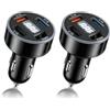 pawpoem 2 PCS Caricabatterie Auto USB 66W, Caricatore Auto USB C, 4 Porte [3 3.1A+ 1 66W], con Voltmetro LED, USB Accendisigari Auto Multiporta, Presa USB Accendisigari per Smartphone & Tablet