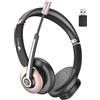 Earbay Cuffie Bluetooth, cuffie wireless con microfono a cancellazione del rumore, cuffie on ear con dongle USB e pulsante mute, 26 ore di conversazione per PC/ufficio/zoom/Skype, oro rosa