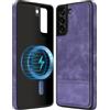 COODIO Custodia in Pelle per Samsung Galaxy S21 Plus 6,7 Pollici, Cover Magnetica Compatibile con MagSafe/Caricatore Wireless, Custodia Sottile e Creativa, Viola