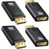 Ticenpe Adattatore 4K DisplayPort a HDMI 4 pezzi, unidirezionale DP a HDMI 4K @60Hz/2K@60Hz/1080P@120Hz, adattatore DisplayPort su HDMI compatibile con Dell, HDTV, Projector, Monitor, AMD, GPU, NVIDIA