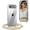 OLEPHY Trasparente Cover con Cordino per iPhone Air 6,5'', Custodia con Regolabile Collana, [Antiurto] [AntiGraffio] Case con Laccio Tracolla, Yellow