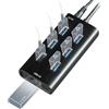 Rebuff Reality Hub USB a 7 porte - Dongle alimentato Hub USB 3.0 per giochi - Connessione stabile e senza lag per mouse, tastiera, cuffie e tracker VR - Senza soluzione di continuità e compatibile con
