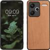 kwmobile Custodia Compatibile con Xiaomi Redmi Note 13 PRO+ 5G / Redmi Note 13 PRO Plus 5G Cover - Protezione in Legno per Smartphone - Back Case con Bumper in Silicone TPU - Marrone Chiaro