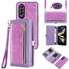 Asuwish Custodia per Samsung Galaxy Z Fold 4 5G 2022 Portafoglio con cerniera staccabile con tracolla Bling Glitter Flip Slot Porta Carte ZFold4 Z4 Fold4 4Z ZFold45G Donne Uomini Ragazze Viola
