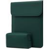 MOSISO 13 Pollici Custodia Laptop, 13 Pollici Borsa PC Compatibile con Air M4 M3 M2 M1 2025-2018 / Pro M2 M1 2025-2016, Custodia Finta Pelle Scamosciata con Borsa Piccola, Verde Pavone