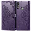 BAIDIYU Cover per Motorola Moto E7i Power Custodia, Slot Cart，Custodia a Portafoglio in Pelle PU di Lusso Custodia Flip Folio, Cover per Motorola Moto E7i Power.(Viola)