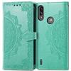 BAIDIYU Cover per Motorola Moto E7i Power Custodia, Slot Cart，Custodia a Portafoglio in Pelle PU di Lusso Custodia Flip Folio, Cover per Motorola Moto E7i Power.(Verde)