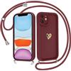 Krdvekm Cover con Cordino per iPhone 11 6,1'', Silicone Morbido Oro Custodia Aesthetic Mädchen Modello Amore Oro 3D Cute Disegni Collana Regolabile Protezione della Fotocamera Antiurto Case
