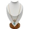 stylen Collana Donna in Catena a Maglie Grandi con Ciondolo Pesciolino Celeste in Ceramica e Perla Naturale - Girocollo Stile Boho Chic.