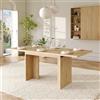 VIEKOS Tavolo da pranzo allungabile, 140/180 x 80 cm, adatto per 6-8 persone, forma rettangolare, tavolo ispessito, stile semplice, tavolo per sala da pranzo, cucina, soggiorno, colore rovere