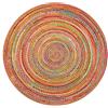 RAJRANG Grande tappeto rotondo Diametro 183 cm - Tappeto colorato in tessuto di iuta Chindi con decoro bohémien indiano Boho Rags - Tappeti multicolori per soggiorno - Tappeto decorativo