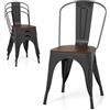LIFEZEAL Set di 4 Sedie da Pranzo, Sedia Impilabile, Sgabello da Bar, Schienale Alto, Ergonomico, Sedile in Legno di Olmo, Telaio in Metallo, Peso Max 120 kg, per Soggiorno, Cucina, Balcone (nero 1)