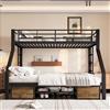 NovaFurnish 90 x 200 cm, 140 x 200 cm, letto a castello, letto per bambini, con scarpiera, scomparti, ringhiera di sicurezza, scala, certificato EN747, senza materasso, nero