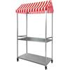 Generic Carrello pieghevole per cibo da strada con baldacchino a righe e ruote bloccabili per eventi di mercato e distributori all'aperto