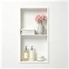 Bernkot Doccia in acciaio inox bianco 60 x 30 cm non necessita di piastrelle da parete, doppio ripiano doccia a incasso per riporre in bagno, montaggio a incasso