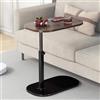 YUTVCZO Tavolino a forma di C, piccolo tavolino da caffè in legno, regolabile in altezza, a forma di C, per divano, moderno, portatile, per soggiorno e camera da letto, colore nero