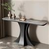 LLYLAFDC Consolle Moderna in Pietra Sinterizzata, Tavolo d'Inserto di Lusso con Base a X Aerodinamica, Tavolino Accento Stretto per Corridoio Ingresso Soggiorno(Gray+Black,100cm)