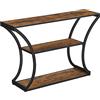 VASAGLE Tavolo consolle, tavolo d'ingresso, gambe curve, piano del tavolo allungato, per soggiorno, corridoio, camera da letto, stile industriale, marrone rustico e nero LNT089B01