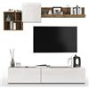 WHOUS Parete Attrezzata CHRONOS per Soggiorno, Mobile Porta TV, 2 Pensili a Cubo e Mensola per Salotto in Legno, 210x40 cm, Bianco Lucido e Rovere