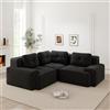 Rvjiahe Divano Soggiorno Senza Cornice Divano Ufficio Divano Combinato Modulare Comodo Divano Imbottito In Cordonato Senza Montaggio, Design Antiscivolo (Nero)
