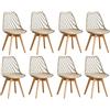 GrandCA HOME Set di 8 Sedie da Pranzo, Sedie da Cucina Moderne con Seduta Rivestita in pelle e Gambe in Faggio, Adatte a Cucine e Sale da Pranzo - Kaki
