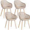 GrandCA HOME Set di 4 Sedie da Pranzo Moderne, Sedie da Cucina con Braccioli e Cuscini di Seduta, Schienale Verticale Cavo e Gambe in Legno per Soggiorno, Balcone, Ufficio - Cachi-mt