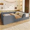 Trdlpyn Montessori Letto a Terra per Bambini 140x190cm, Letto Piazza e Mezza per Bambini con Borsa Portaoggetti in Tessuto e Sponde di Sicurezza Removibili, Letto imbottito in Velluto(senza materasso) grigio