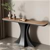 LLYLAFDC Consolle Moderna in Pietra Sinterizzata, Tavolo d'Inserto di Lusso con Base a X Aerodinamica, Tavolino Accento Stretto per Corridoio Ingresso Soggiorno(Wood+Black,120cm)