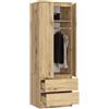 BDW Armadio a 2 ante, 2 cassetti, armadio per camera da letto, soggiorno, corridoio, 180 x 60 x 51 cm
