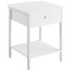 VASAGLE Tavolino, Comodino, con Cassetto e Ripiano, 40 x 40 x 55 cm, per Camera da Letto Soggiorno Salotto, Struttura in Metallo, Montaggio Facile, Bianco Opaco LET055W14