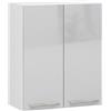 AKORD | Pensile da Cucina a Parete - Oliwia W60 | 2 Ripiani e 2 Anta Armadio da Cucina | Componibile Mobili da Cucine Armadi | Pannello laminato | 60 x 30 x 72 cm | Bianco | Metallizzato lucido