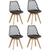 GrandCA HOME Set di 4 Sedie da Pranzo, Sedie da Cucina Moderne con Seduta Rivestita in pelle e Gambe in Faggio, Adatte a Cucine e Sale da Pranzo - Nero