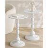 Soayone Tavolino Laterale da Divano Set da 2 Tavolo Piccolo Rotondo Bianco, Tavolini Salotto in Metallo Vintage Decorazione della Casa Facile da Montare, 40L X 54H cm