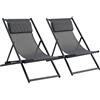 Outsunny Set 2 Sedie Poltrona Sdraio da Esterni, Pieghevoli e Reclinabili, in Alluminio, 100x60x85 cm, Grigio Scuro