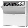 MarinelliGroup Armadio scarpiera a ribalta BIANCO armadietto mobile bagno casa garage 12 paia SCARPE 75 X 22 X 76 cm 007873O