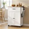Blishom Carrello da cucina mobile, con isola cucina, cassetti e 3 armadietti, piano di lavoro in legno, ideale per cucine e sale da pranzo di piccole dimensioni. (Bianco)
