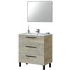 MarinelliGroup Mobile bagno 80 cm a terra lavabo ceramica specchio 3 cassetti ROVERE ALASKA 80 x 45 x 86 cm 305423C