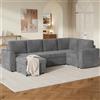 Soweiz Divano modulare a 4 posti, a forma di U, 4 cuscini lombare per proteggere la colonna lombare e design ergonomico, divano con struttura in legno e telaio in ferro, lunga durata (grigio)