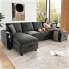 Soweiz Divano modulare a 4 posti U, 4 cuscini lombare, design ergonomico, struttura in legno e telaio in ferro, lunga durata (giallo)