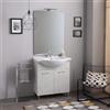 Kiamami Valentina - Mobile Bagno A Terra 75Cm Quercia Bianco Effetto Legno Con Specchio E Lampada | Rimini