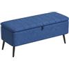 HOMCOM Panca Contenitore Rettangolare 102x40x44 cm Blu Scuro