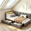 DULRLLY Letto Divano Matrimoniale 140x200 con Cassetti, LED e Ricarica USB