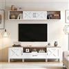 YuQozii Set da parete per TV da 180 x 40 x 50 cm (set completo, 2 pezzi), supporto per TV + vetrina sospesa, set da parete multimediale, con 4 armadi e 1 cassetto, set per TV fino a 80, bianco