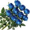 Veryhome 10 Pezzi Fiori Artificiali Rose di Seta Falso Bouquet da Sposa da Sposa per la casa Giardino Partito Decorazioni Floreali (Blu, Rose in Fiore)