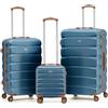 Flight Knight Set di 3 Valigie Rigide ABS per Viaggi e Vacanze Bagaglio a Mano 40 cm Medio e Grande da Stiva Trolley Leggero e Resistente 8 Ruote Spinner con Serratura TSA