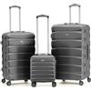 Flight Knight Set di 3 Valigie Rigide ABS per Viaggi e Vacanze Bagaglio a Mano 40 cm Medio e Grande da Stiva Trolley Leggero e Resistente 8 Ruote Spinner con Serratura TSA